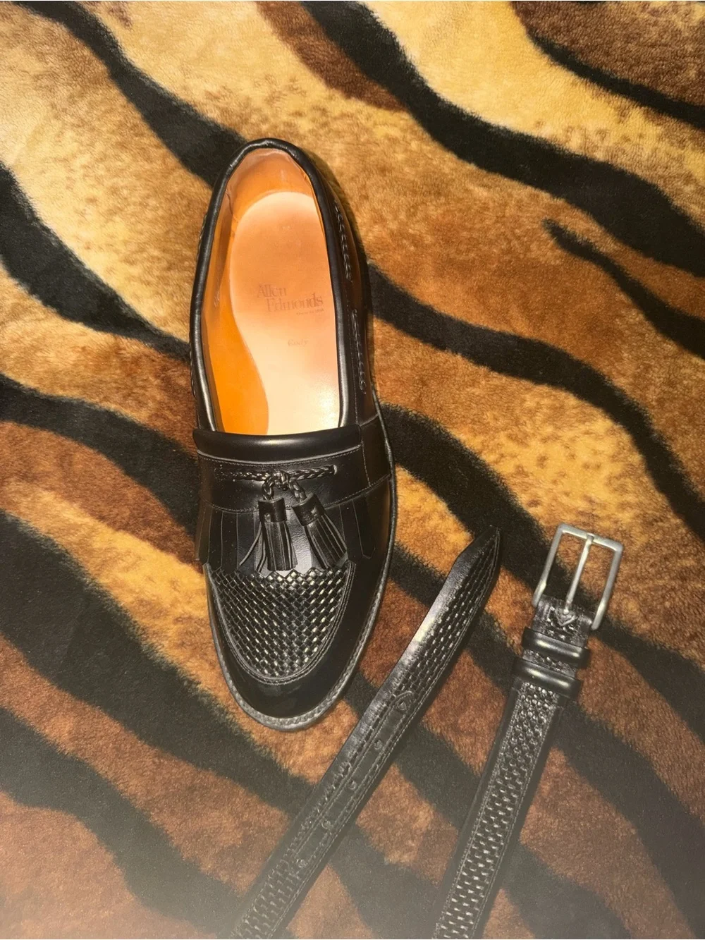 Two pairs of Allen Edmonds Leather Tassel Loafers Brown and Black